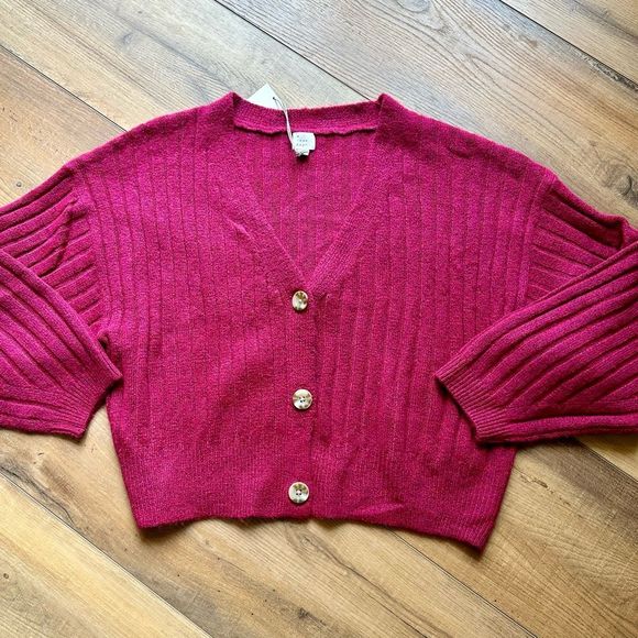 a new day Sweaters - A New Day Sweater Cardigan Top Medium Magenta Cozy Knit Long Sleeve Pink NWT